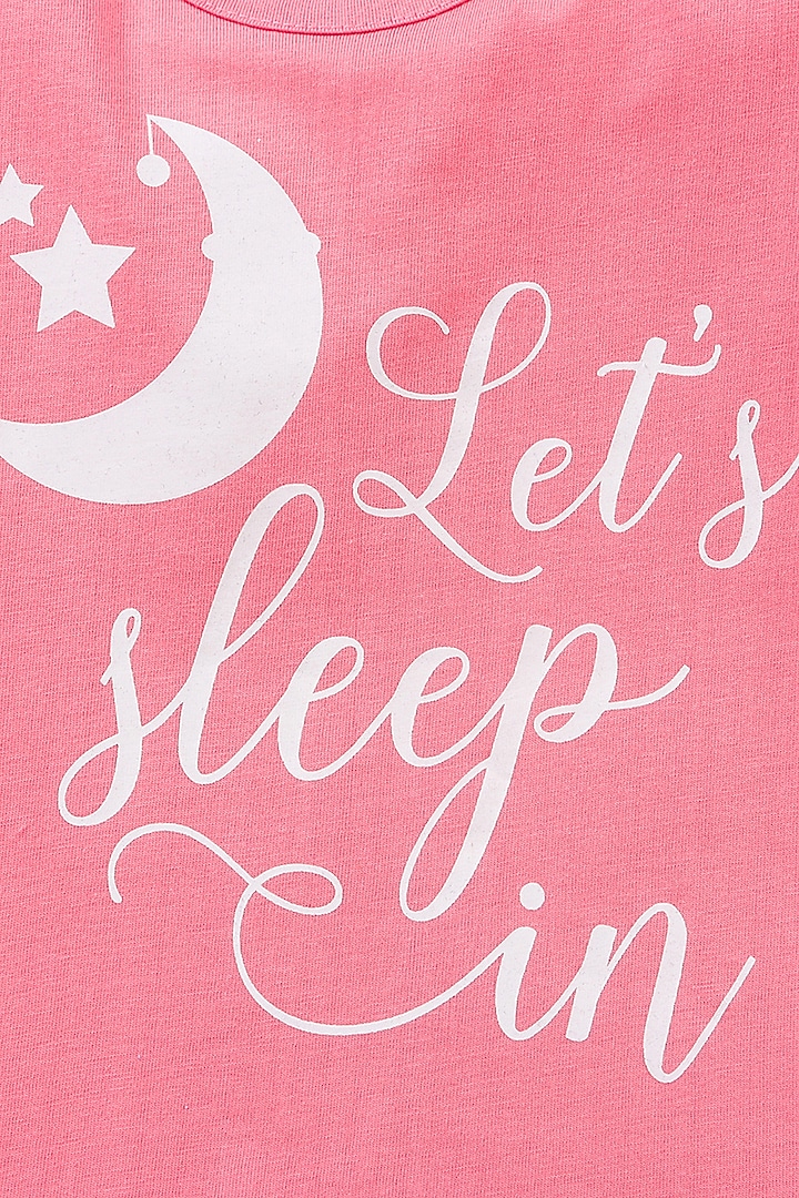 Pink Cotton Knit Printed Night Wear For Girls by Nite Flite at Pernia's Pop Up Shop