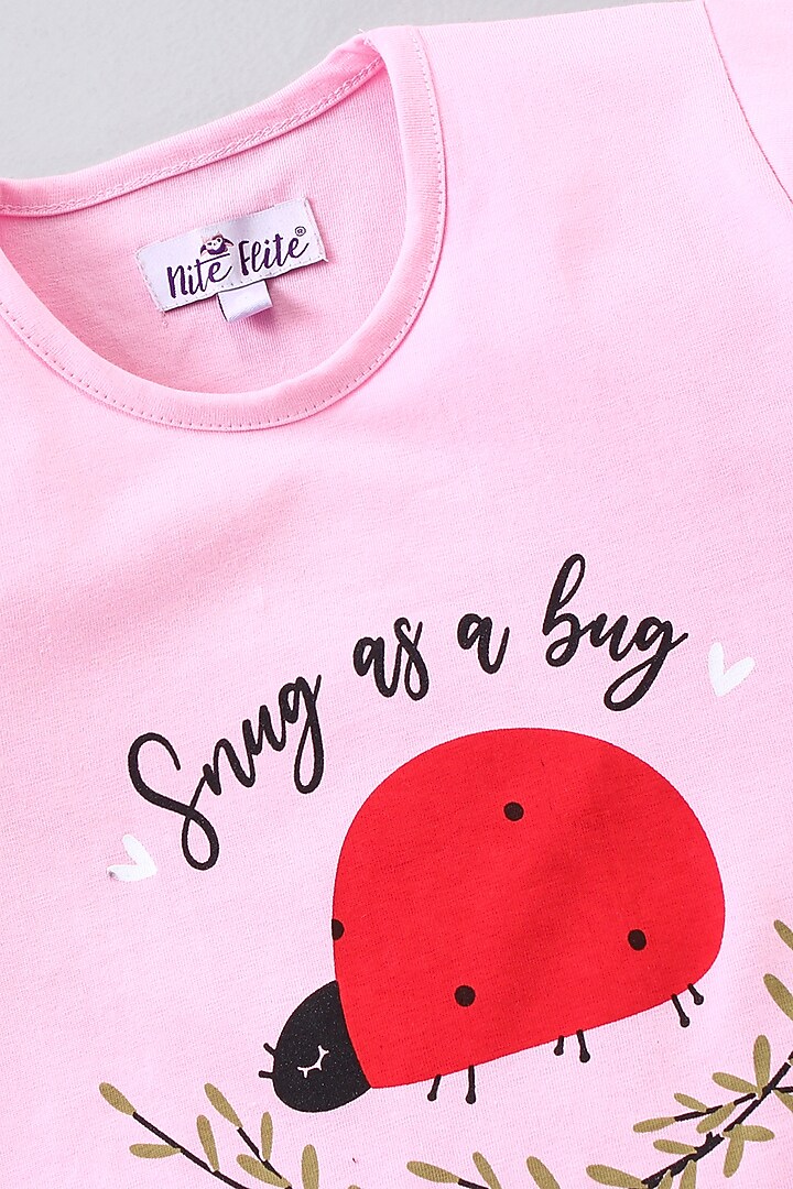 Light Pink Cotton Printed Night Wear For Girls by Nite Flite at Pernia's Pop Up Shop