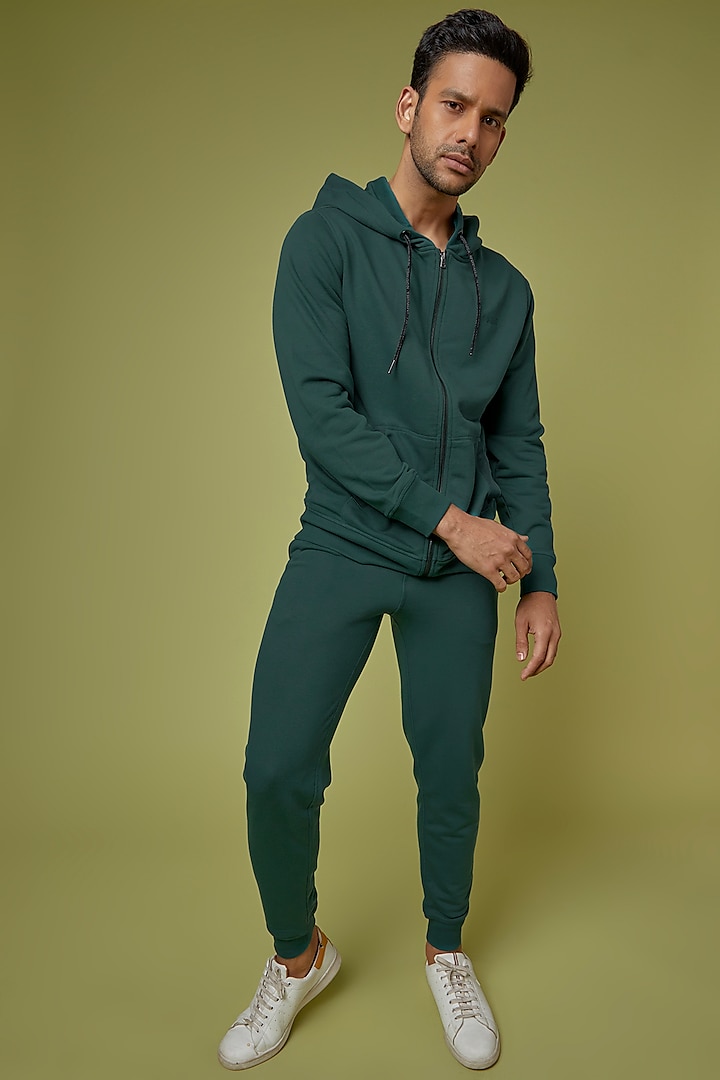 Dark Sea Green French Terry Hoodie by No Grey Area
