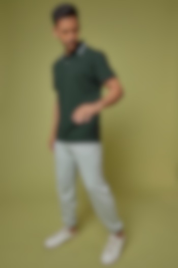 Army Green Pique Supema Cotton Polo T-Shirt by No Grey Area