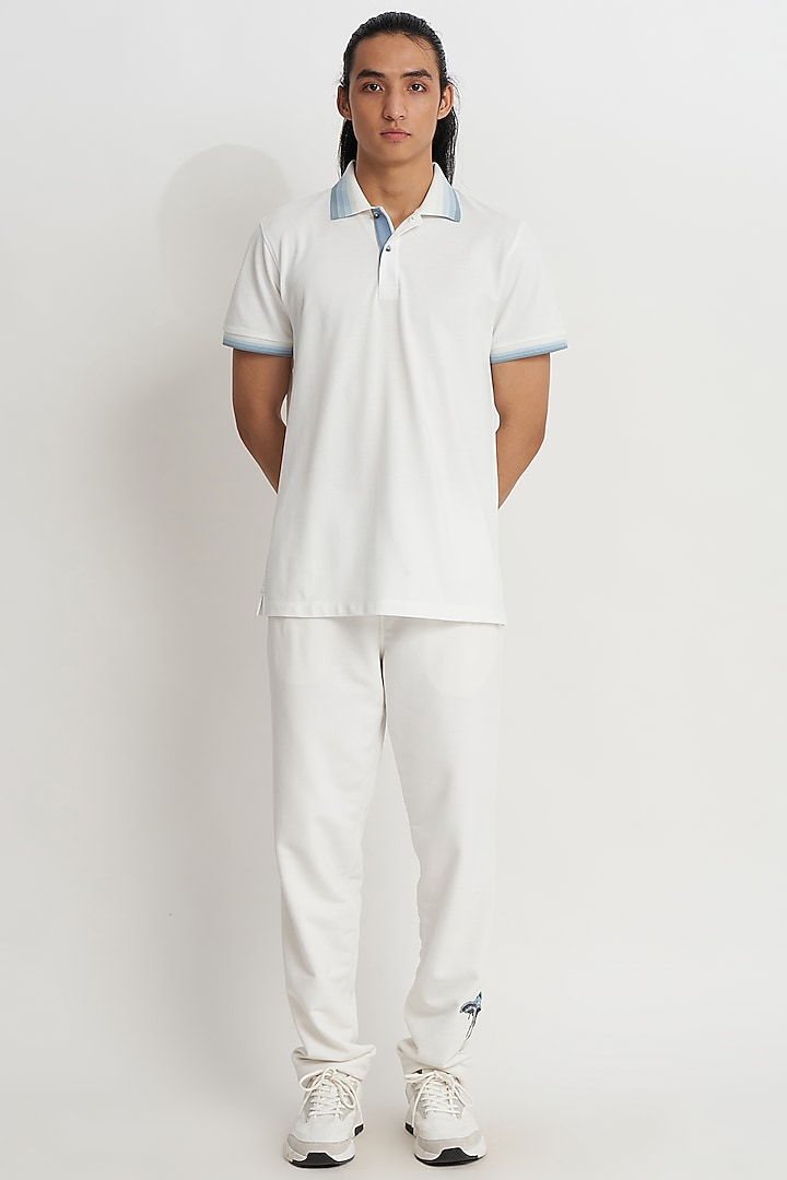 White Supema Cotton Polo T-Shirt by No Grey Area