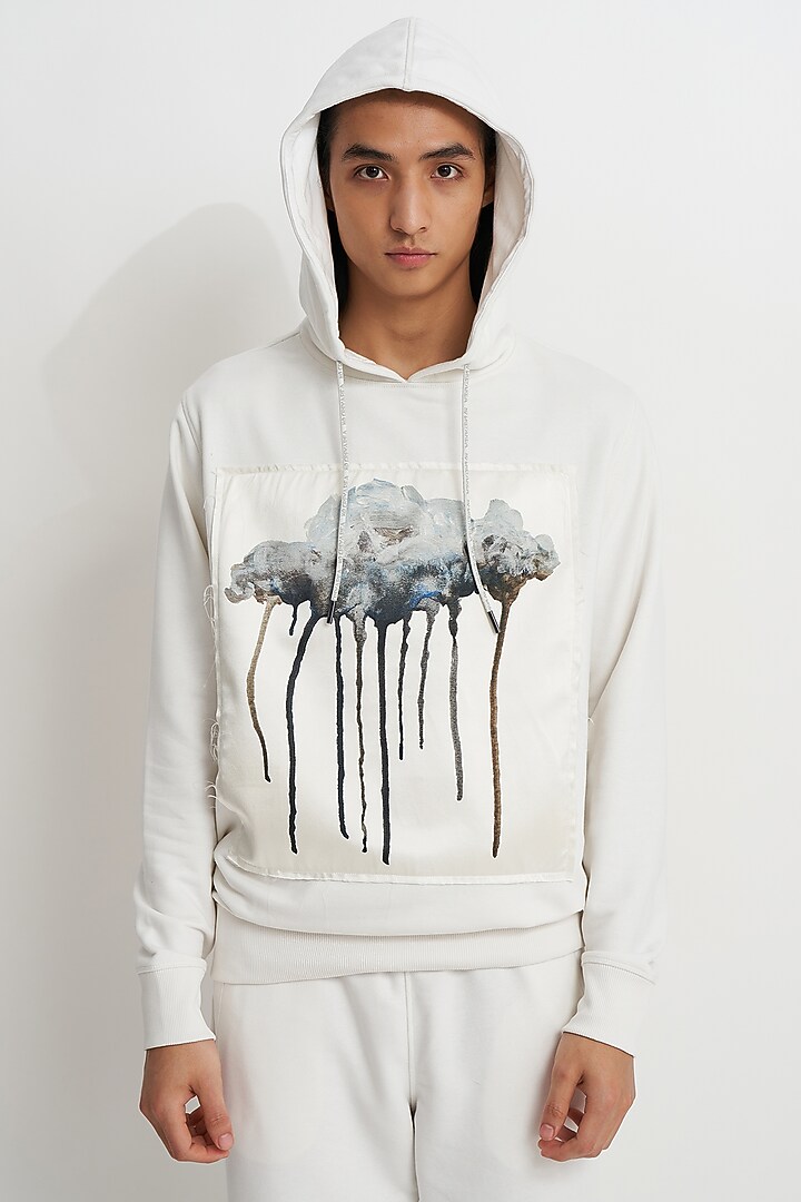 White French Terry Printed Hoodie by No Grey Area at Pernia's Pop Up Shop