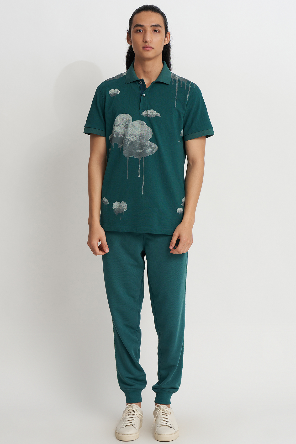 Dark Sea Supema Cotton Printed Polo T-Shirt by No Grey Area