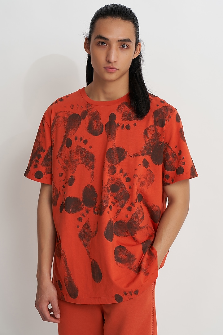 Terracotta Supema Cotton Printed T-shirt by No Grey Area at Pernia's Pop Up Shop