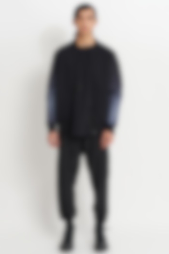 Black Ombre French Terry Bomber Jacket by No Grey Area