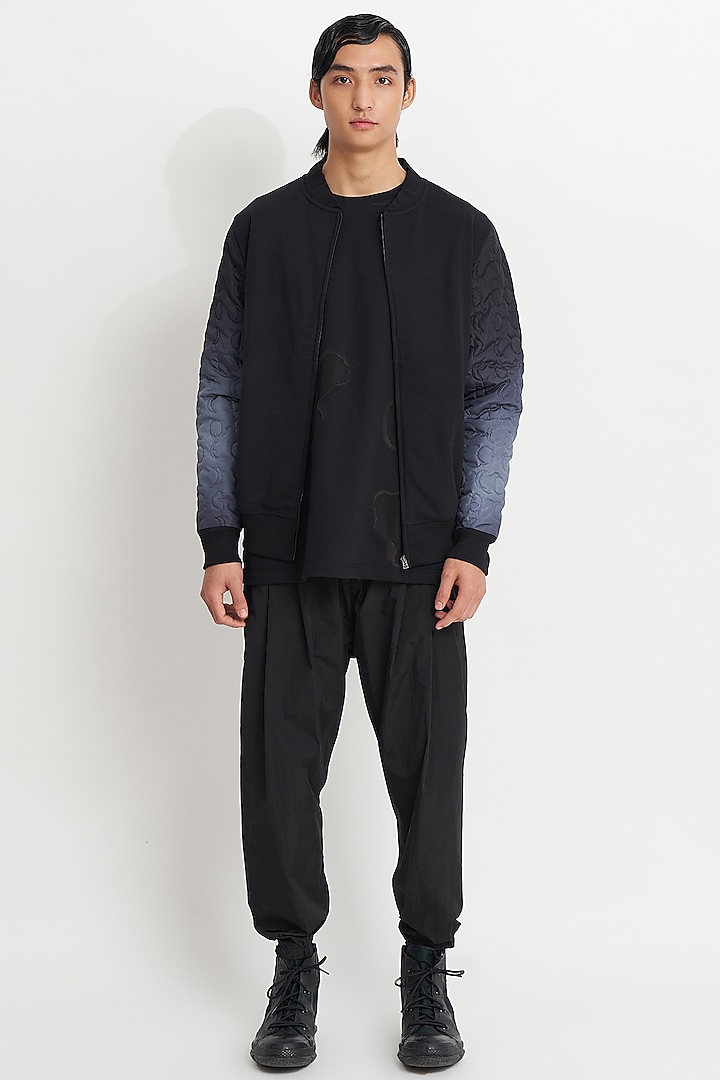 Black Ombre French Terry Bomber Jacket by No Grey Area