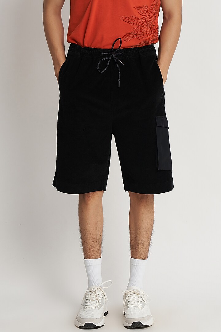Black Corduroy Sweatshorts by No Grey Area at Pernia's Pop Up Shop