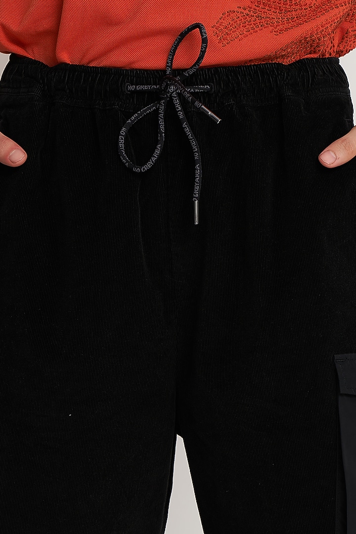 Black Corduroy Sweatshorts by No Grey Area at Pernia's Pop Up Shop