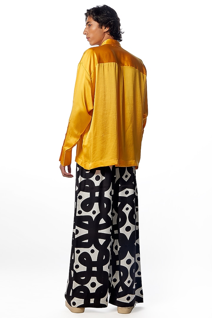 Saffron Silk Embroidered Oversized Wedding Shirt by No Grey Area at Pernia's Pop Up Shop