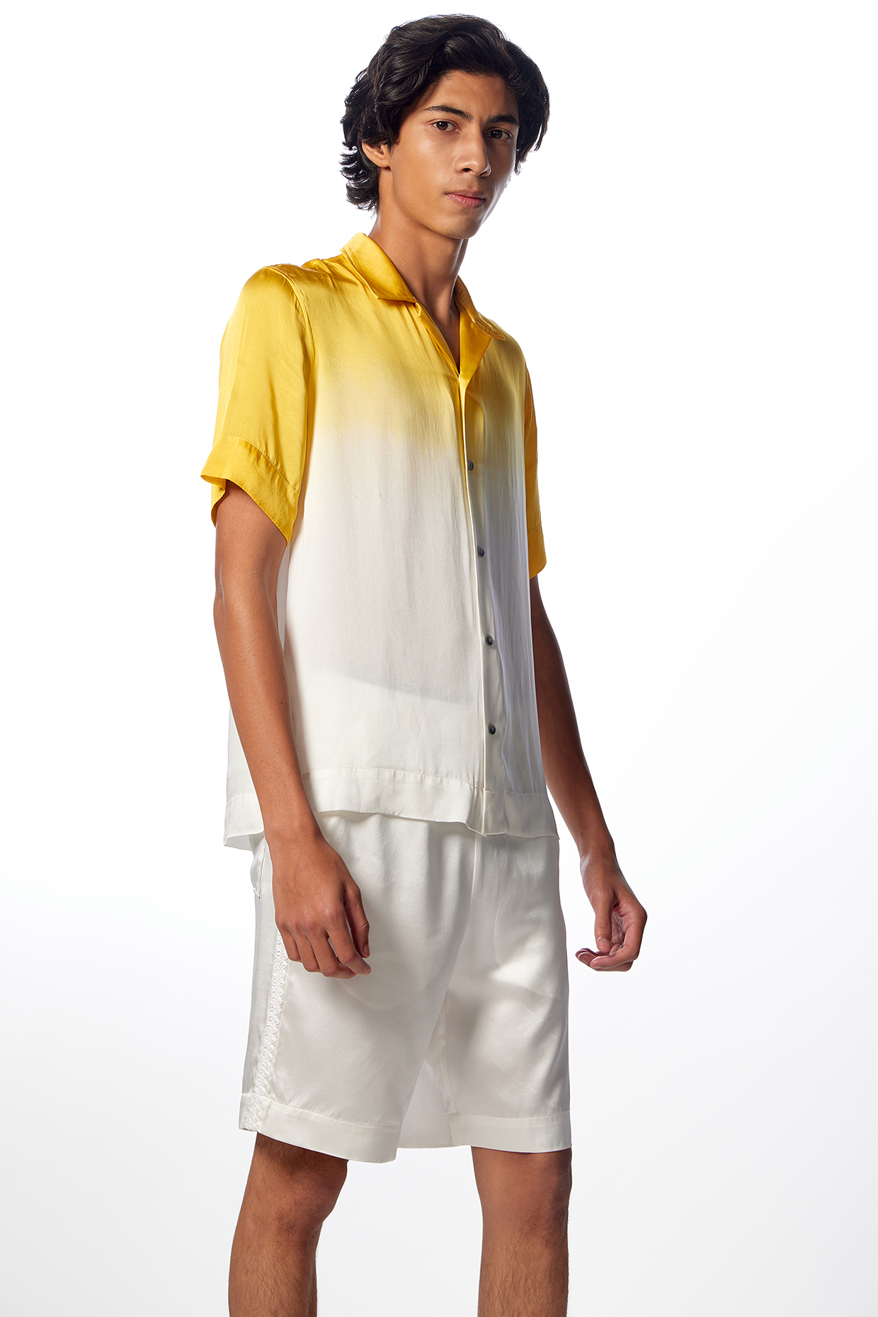 Saffron & White Bemberg Tie-Dye Shirt by No Grey Area