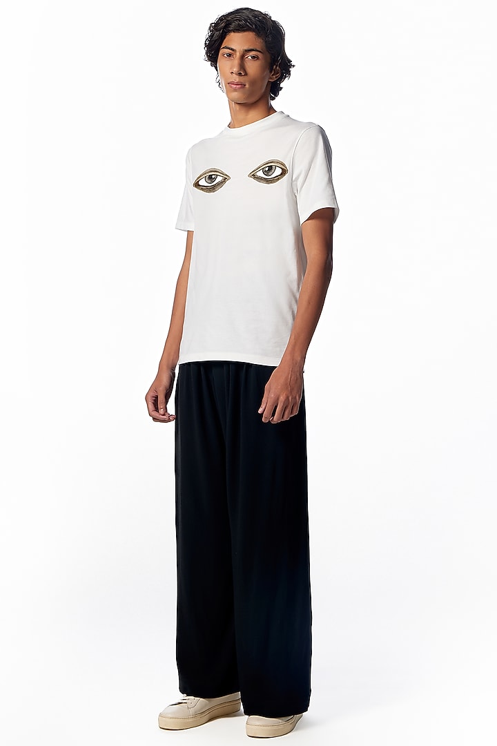 White Supima Cotton Printed T-Shirt by No Grey Area at Pernia's Pop Up Shop