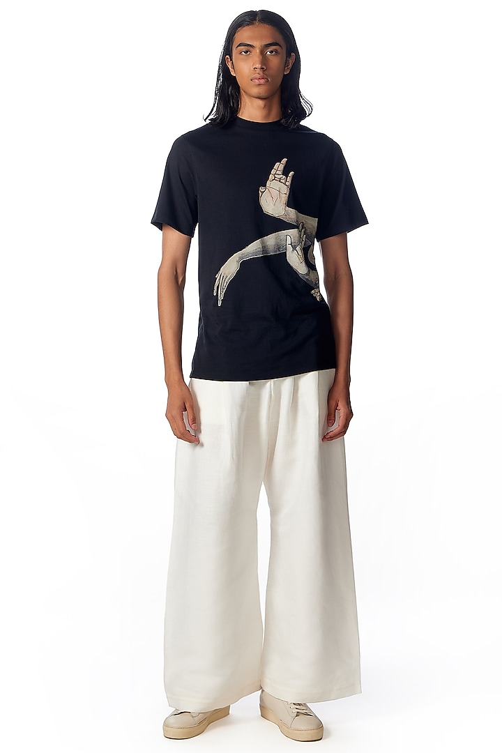 Black Supima Cotton Printed T-Shirt by No Grey Area