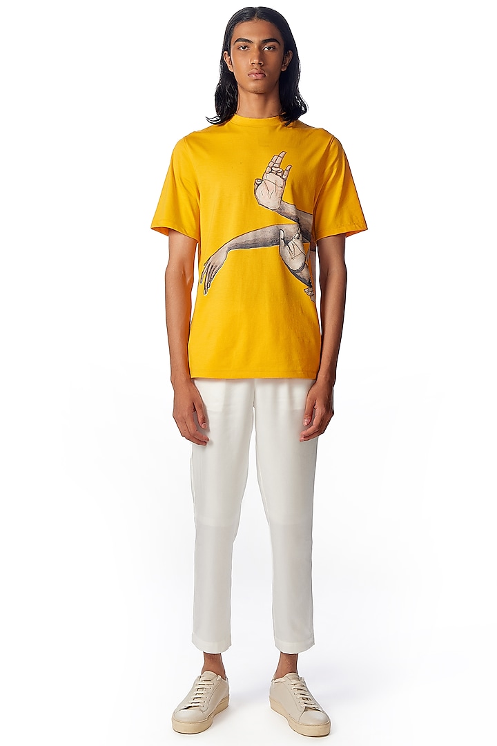 Saffron Supima Cotton Printed T-Shirt by No Grey Area