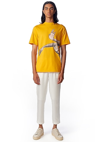Saffron Supima Cotton Printed T-Shirt by No Grey Area