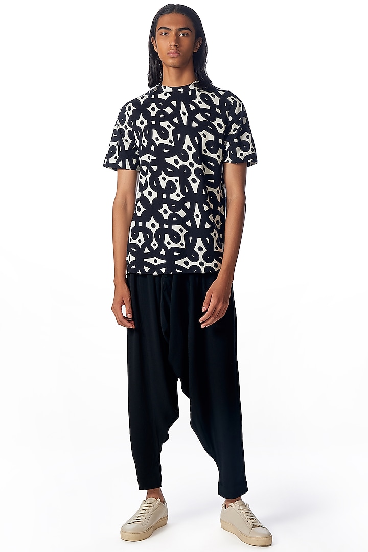 Black Supima Cotton Printed T-Shirt by No Grey Area