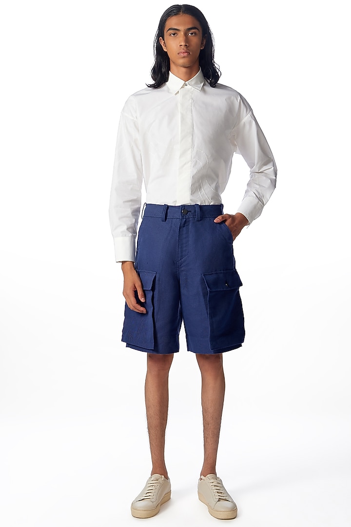 Indigo Linen & Cotton Shorts by No Grey Area at Pernia's Pop Up Shop