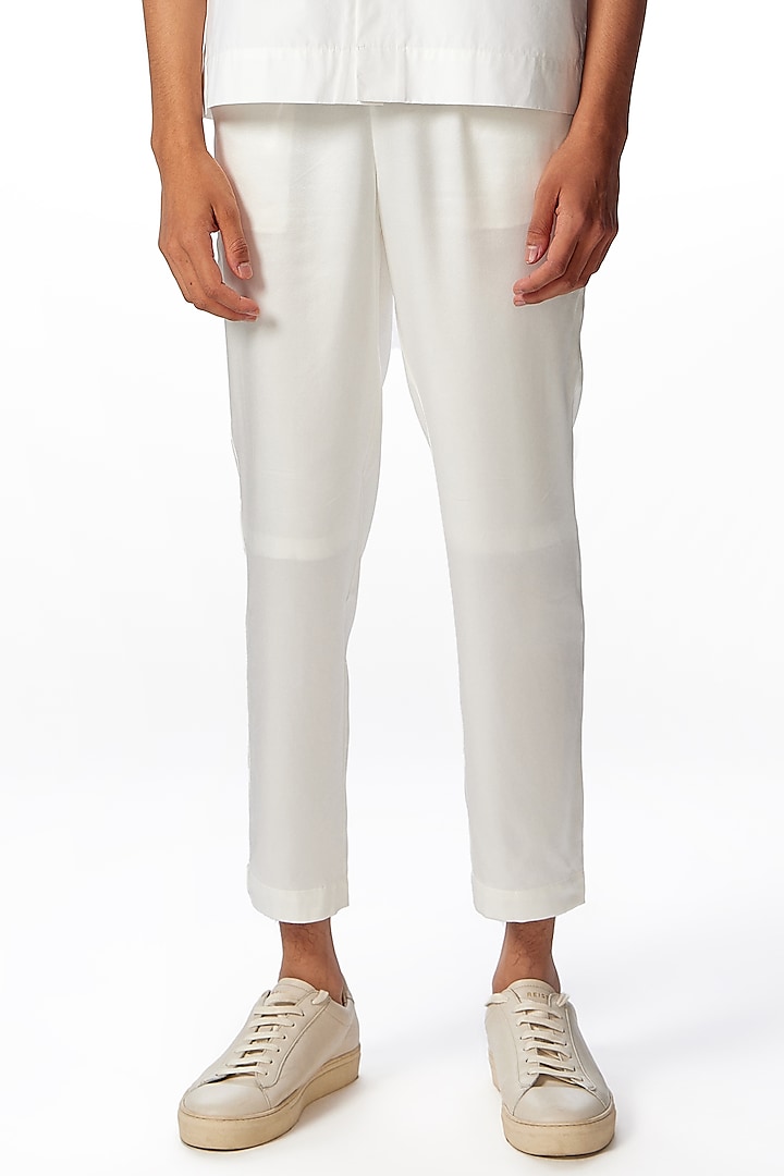 White Silk Joggers by No Grey Area