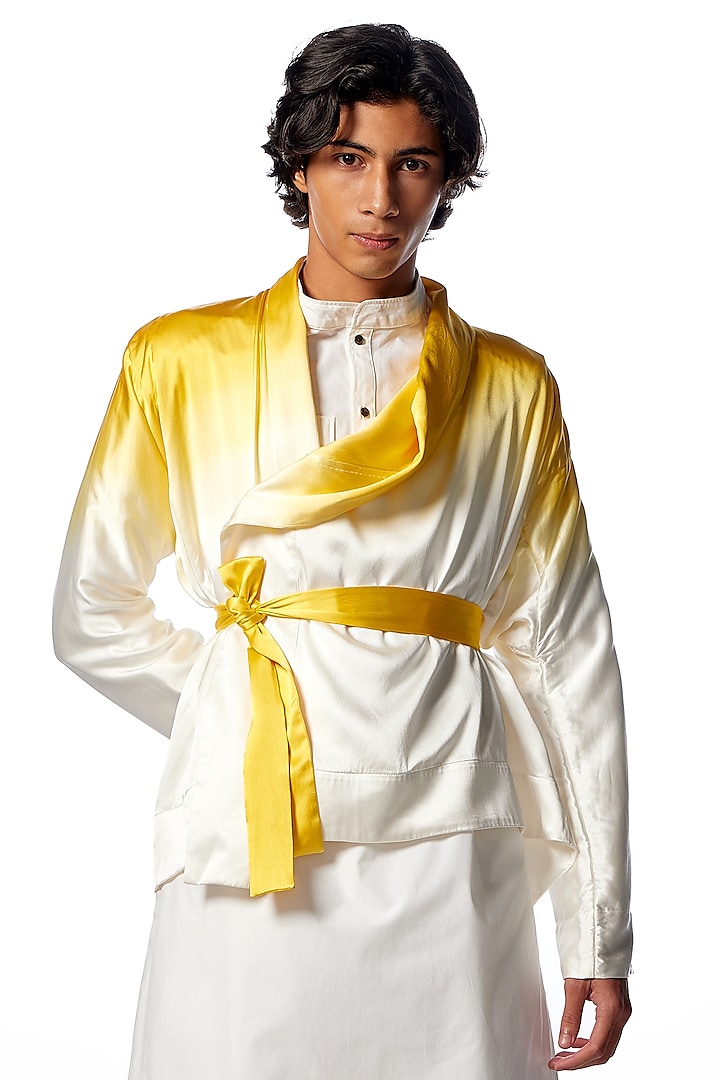 Saffron & White Tie-Dye Robe Jacket by No Grey Area