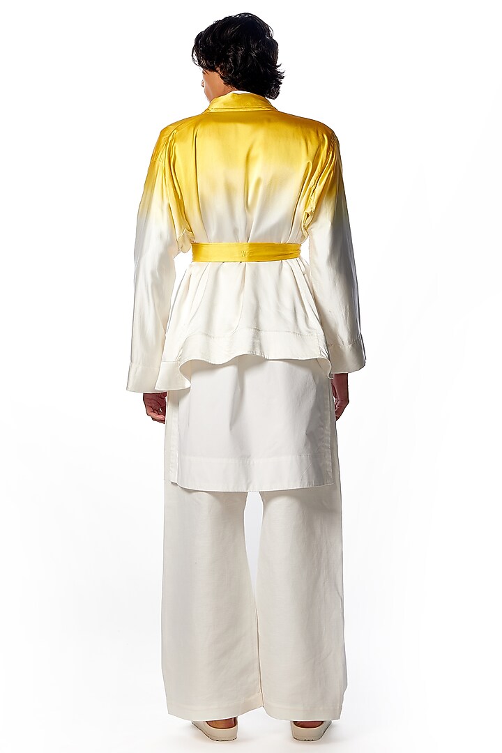 Buy No Grey Area Saffron & White TieDye Robe Jacket at Pernia