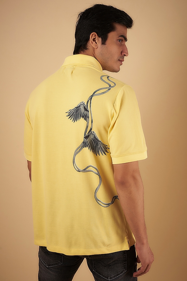 Pale Banana Supima Cotton Printed Polo T-Shirt by No Grey Area at Pernia's Pop Up Shop