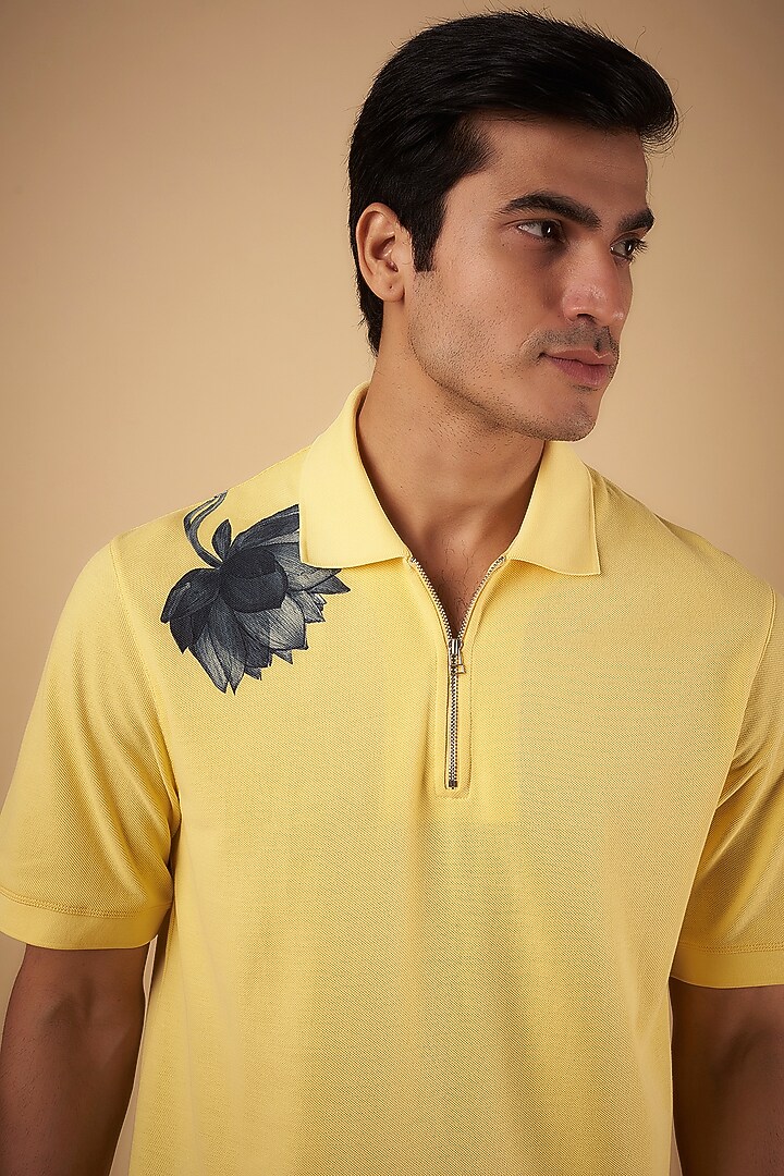 Pale Banana Supima Cotton Printed Polo T-Shirt by No Grey Area at Pernia's Pop Up Shop