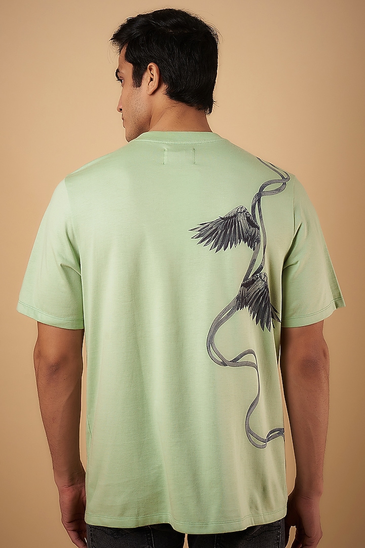 Celadon Green Supima Cotton Printed T-Shirt by No Grey Area at Pernia's Pop Up Shop