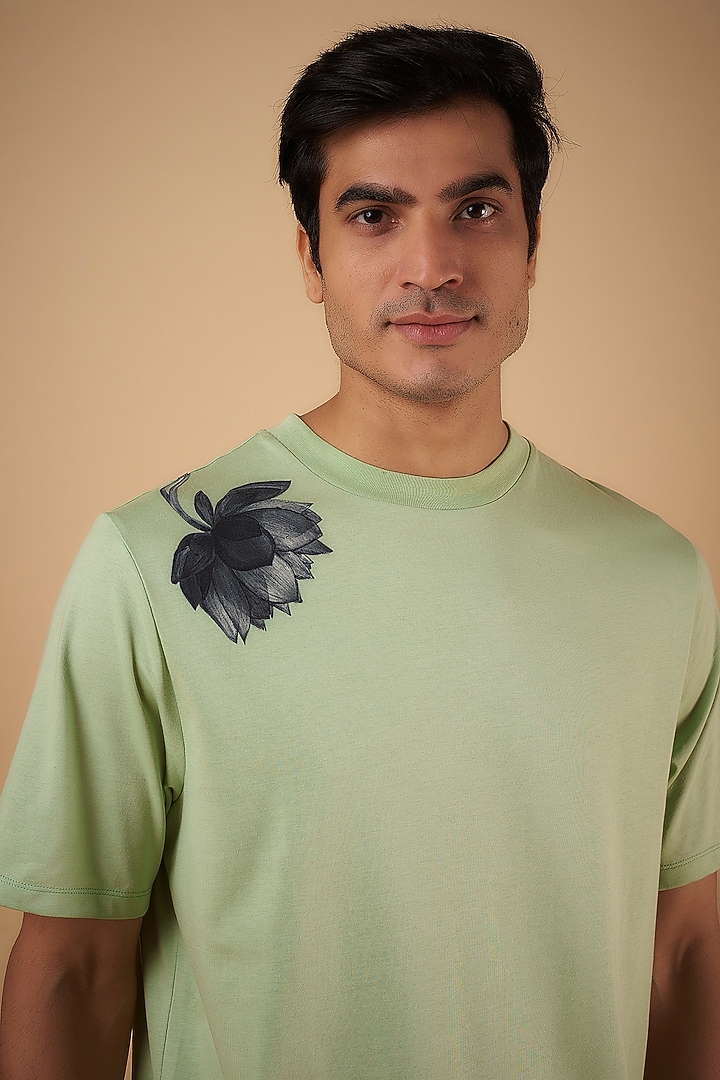 Celadon Green Supima Cotton Printed T-Shirt by No Grey Area at Pernia's Pop Up Shop