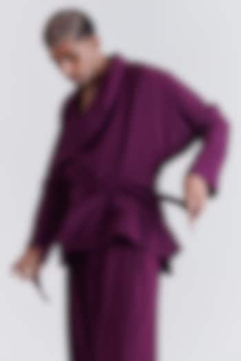 Dark Purple Crepe Robe Jacket by No Grey Area