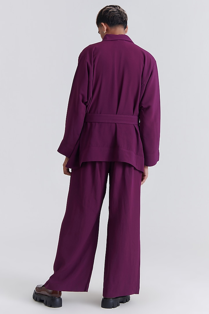 Dark Purple Crepe Robe Jacket by No Grey Area at Pernia's Pop Up Shop
