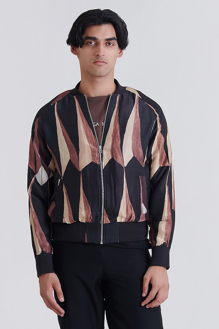 Multi-Colored Silk Bomber Jacket by No Grey Area