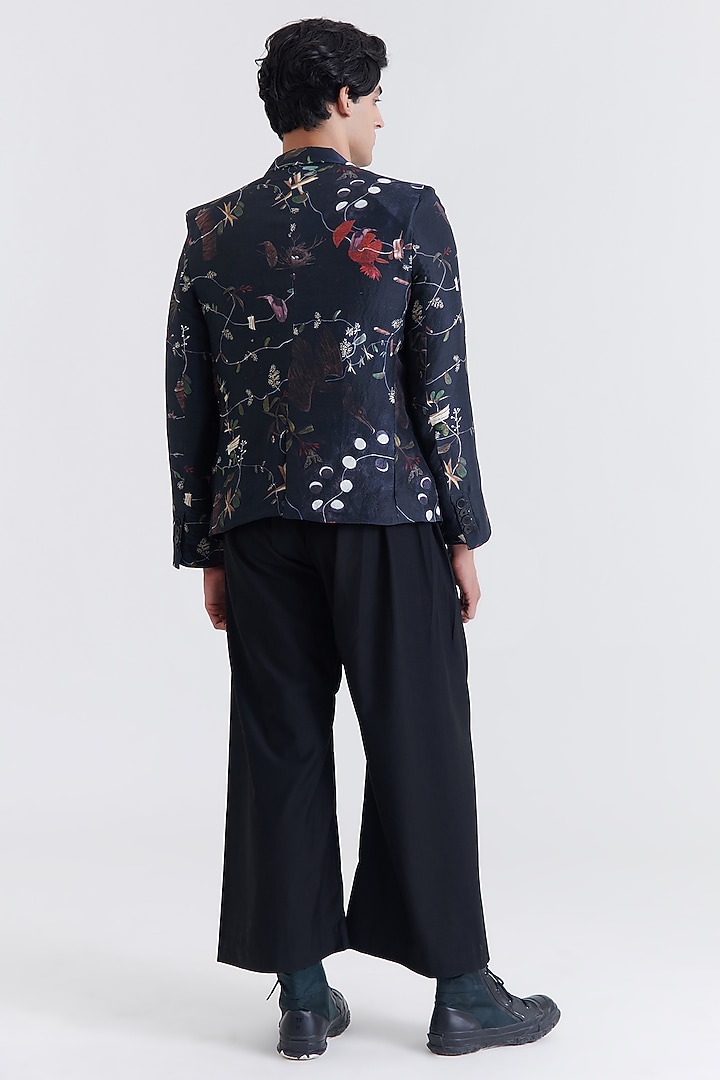 Black Silk Suiting Floral Blazer by No Grey Area at Pernia's Pop Up Shop