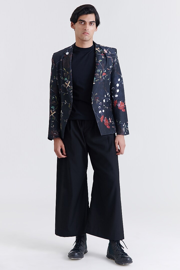 Black Silk Suiting Floral Blazer by No Grey Area at Pernia's Pop Up Shop