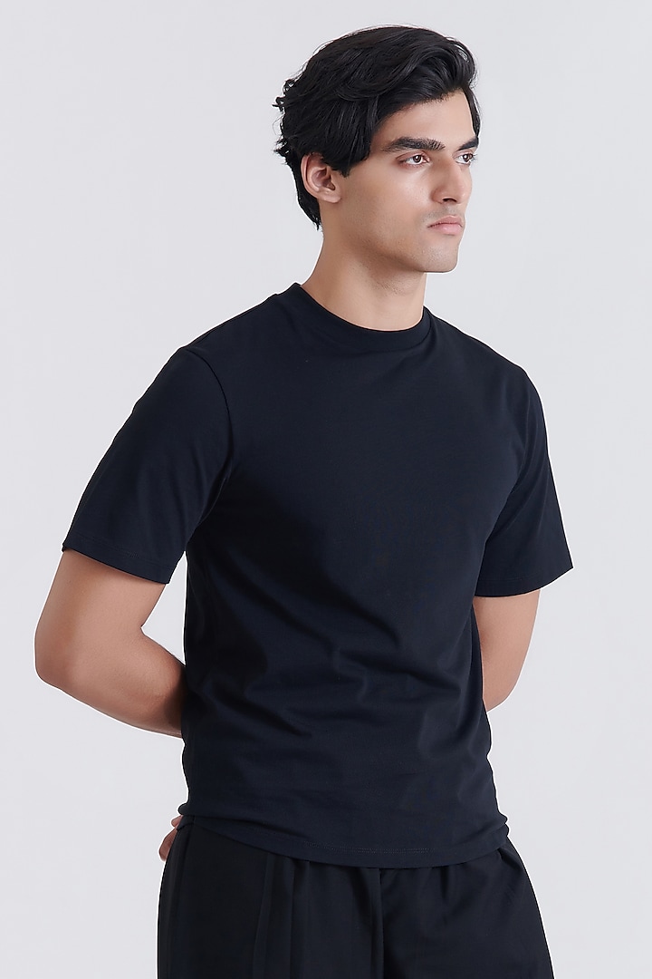 Black Cotton Embroidered Shirt by No Grey Area