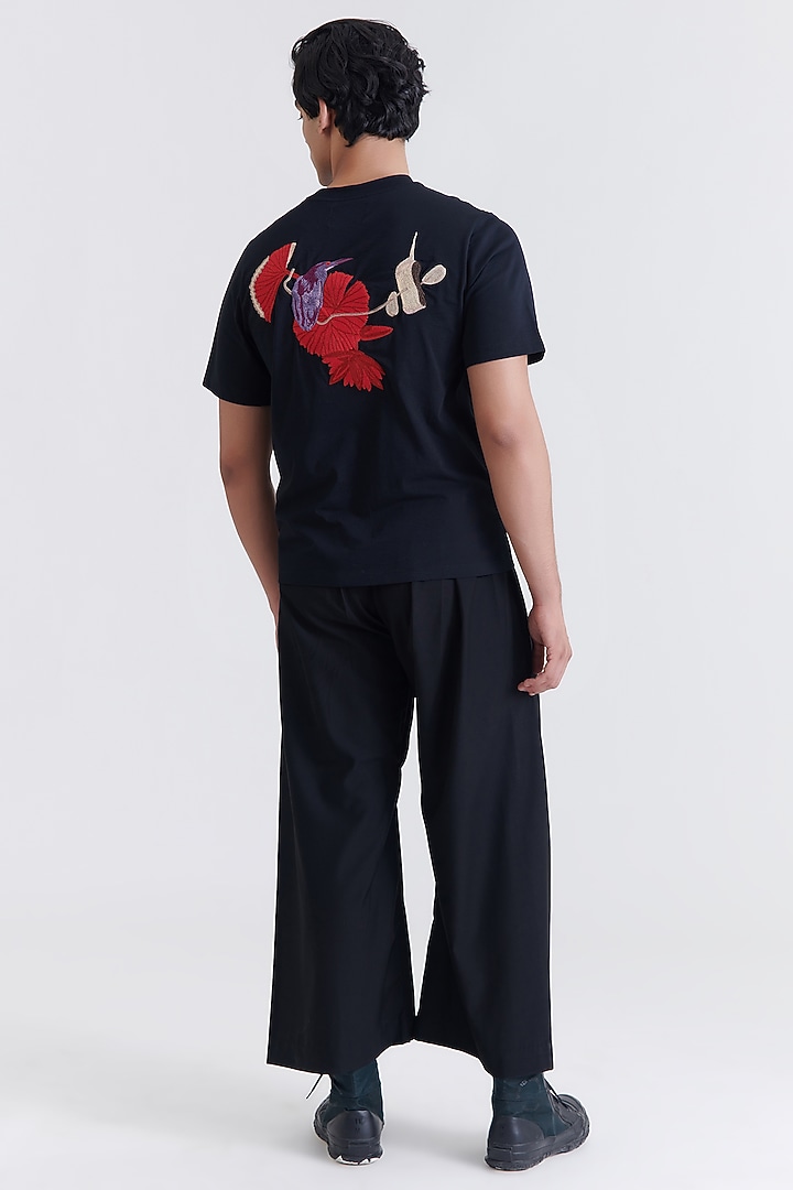 Black Cotton Embroidered Party Wear Shirt by No Grey Area at Pernia's Pop Up Shop