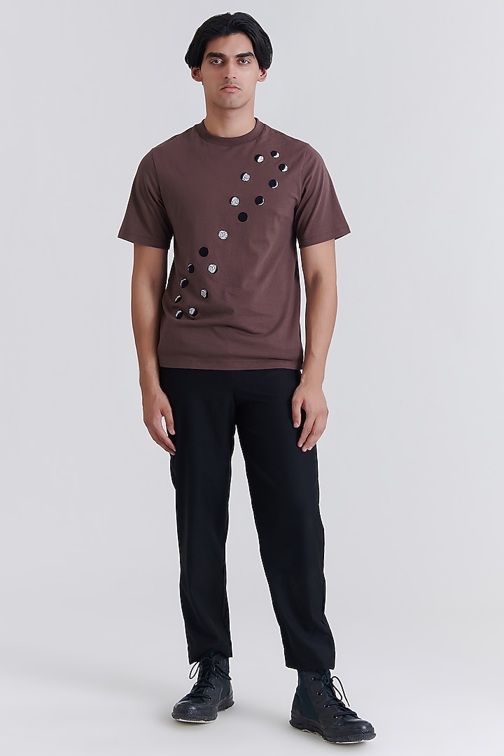 Brown Cotton Moon T-Shirt by No Grey Area at Pernia's Pop Up Shop