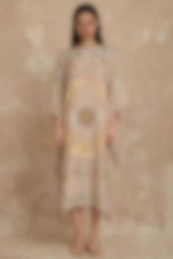 Rose Dust Silk Twill Zodiac Printed Kaftan by NO GREY AREA at Pernia's Pop Up Shop
