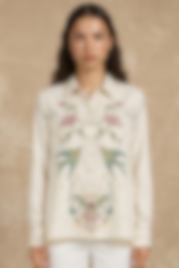 Marshmallow-Colored Modal Seeds Of Paradise Printed Shirt by NO GREY AREA at Pernia's Pop Up Shop