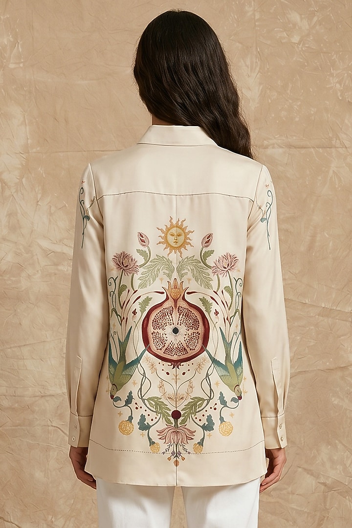 Marshmallow-Colored Modal Seeds Of Paradise Printed Shirt by NO GREY AREA at Pernia's Pop Up Shop