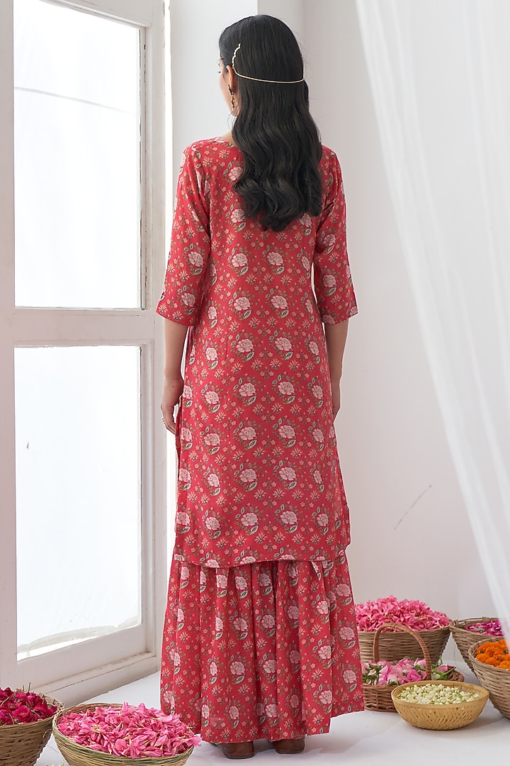 Hot Pink Printed Sharara Set by Negra Elegante at Pernia's Pop Up Shop