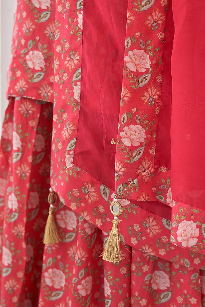 Hot Pink Printed Sharara Set by Negra Elegante at Pernia's Pop Up Shop