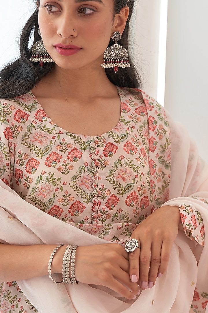 Beige Printed Sharara Set by Negra Elegante at Pernia's Pop Up Shop
