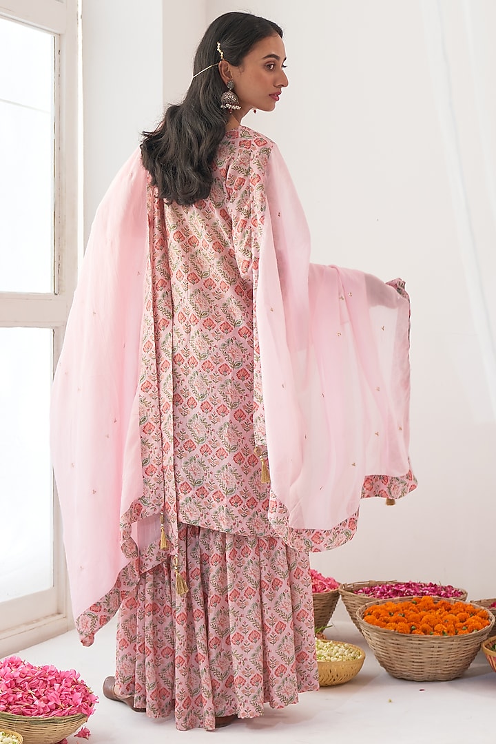 Blush Pink Printed Sharara Set by Negra Elegante at Pernia's Pop Up Shop