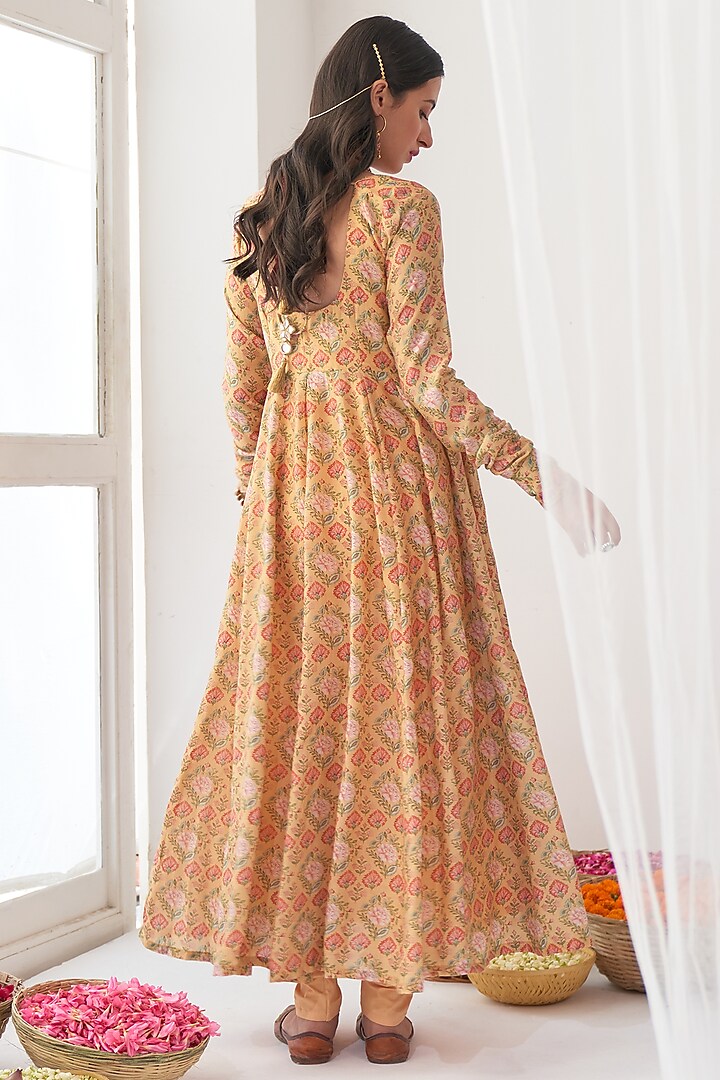 Dandelion Yellow Digital Printed Kalidar Anarkali Set by Negra Elegante at Pernia's Pop Up Shop