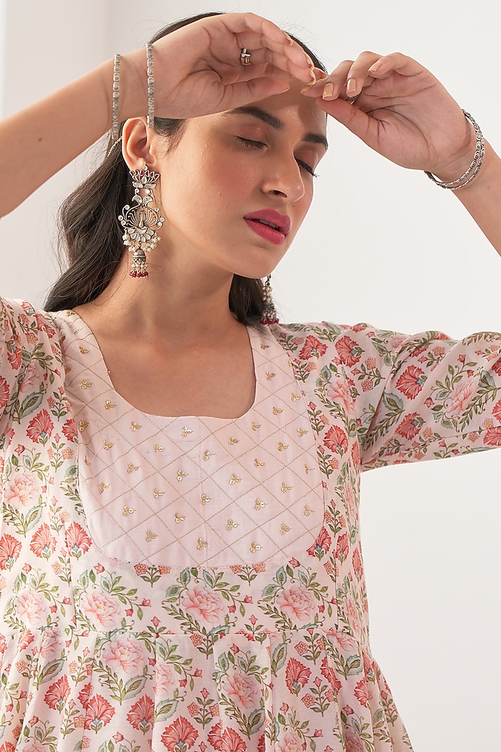 Ivory Hand Embroidered Anarkali Set by Negra Elegante at Pernia's Pop Up Shop