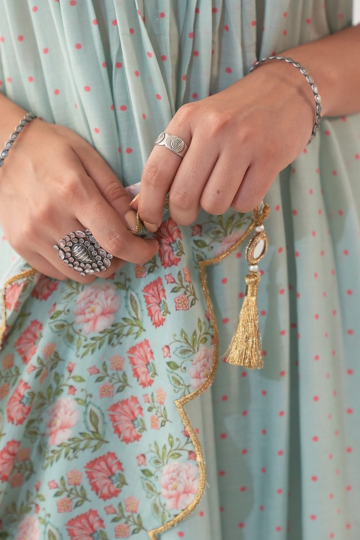 Aqua Printed A-Line Kurta Set by Negra Elegante at Pernia's Pop Up Shop