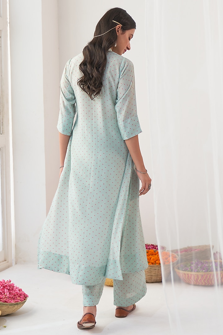Aqua Cotton Silk A-Line Kurta Set by Negra Elegante at Pernia's Pop Up Shop