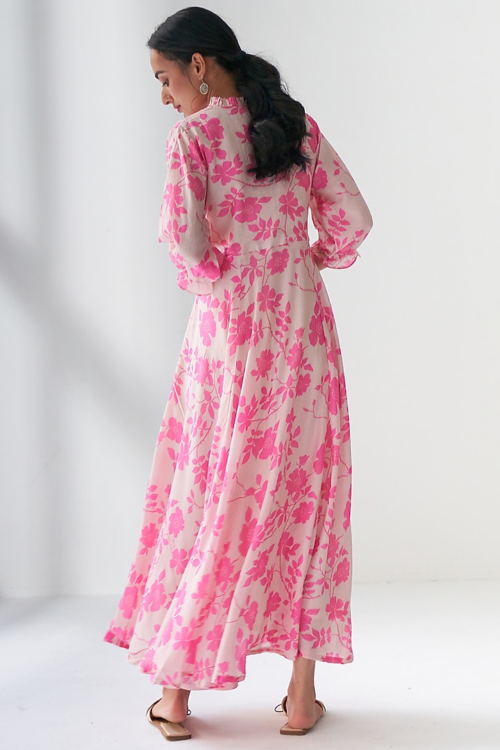 Blush Pink Printed Flared Summer Dress by Negra Elegante at Pernia's Pop Up Shop