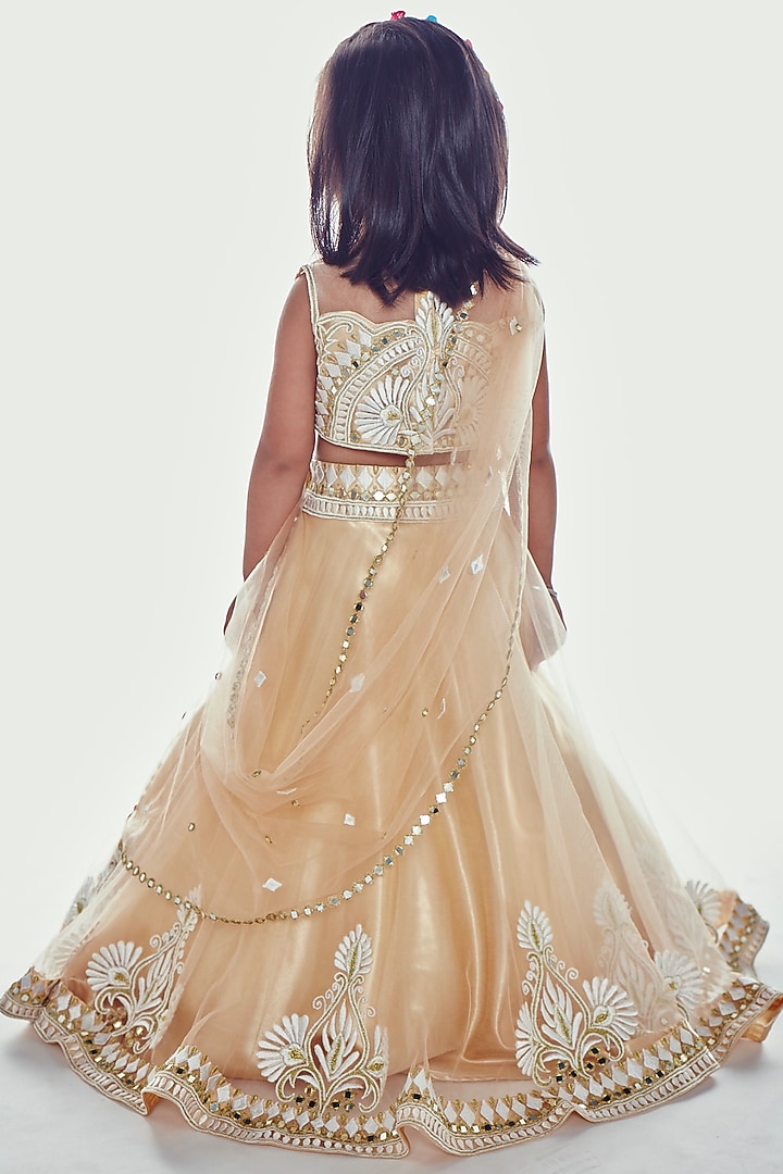Nude Embroidered Lehenga Set For Girls by Neha Gursahani Kids at Pernia's Pop Up Shop