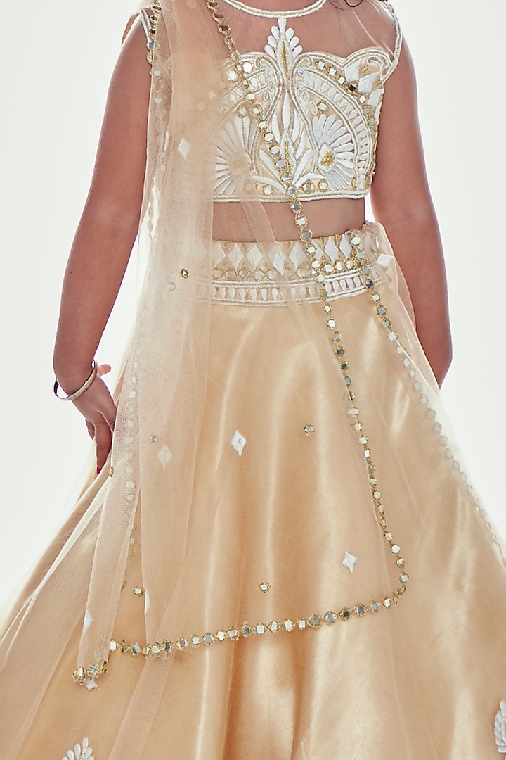 Nude Embroidered Lehenga Set For Girls by Neha Gursahani Kids at Pernia's Pop Up Shop