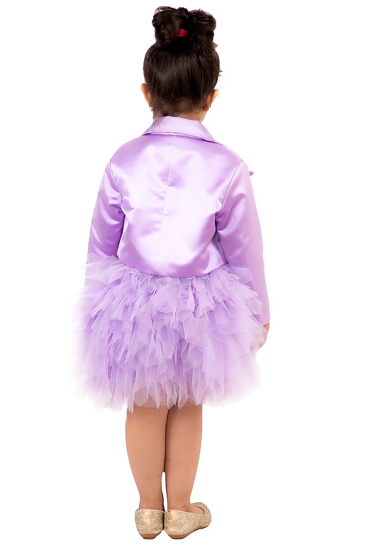 Lavender Asymmetric Skirt Set For Girls by Neha Gursahani Kids at Pernia's Pop Up Shop